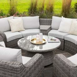 'Peony' Luxury Rattan 8 Seater Modular Garden Sofa Set With Storage Baskets And Coffee Table In Stone By Primrose Living -Plants outlet store Stone FU102251 1 FullSetClose2 b6e8