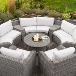 'Peony' Luxury Rattan 8 Seater Modular Garden Sofa Set With Storage Baskets And Coffee Table In Stone By Primrose Living -Plants outlet store Stone FU102251 4 FullSetClose 3d1b