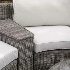 'Peony' Luxury Rattan 8 Seater Modular Garden Sofa Set With Storage Baskets And Coffee Table In Stone By Primrose Living -Plants outlet store Stone FU102251 5 StorageBasketClosed fece