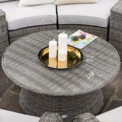 'Peony' Luxury Rattan 8 Seater Modular Garden Sofa Set With Storage Baskets And Coffee Table In Stone By Primrose Living -Plants outlet store Stone FU102251 8 Table 90d2