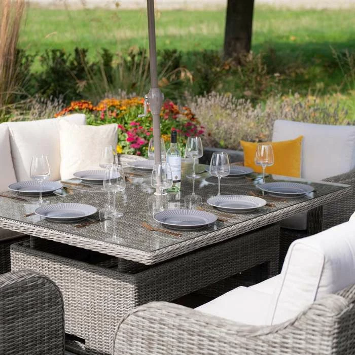 'Peony' Luxury Rattan 8 Seater Modular Garden Sofa Set With Rising Table And Parasol In Stone By Primrose Living 4 'Peony' Luxury Rattan 8 Seater Modular Garden Sofa Set With Rising Table And Parasol In Stone By Primrose Living - Image 2