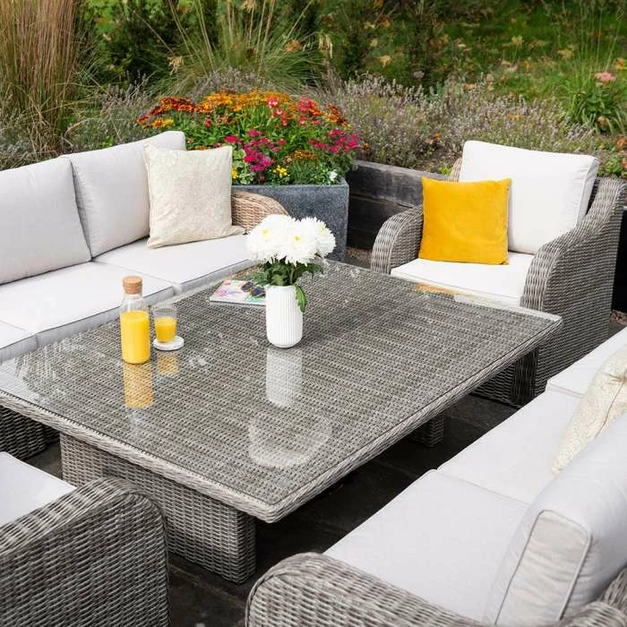 'Peony' Luxury Rattan 8 Seater Modular Garden Sofa Set With Rising Table And Parasol In Stone By Primrose Living 7 'Peony' Luxury Rattan 8 Seater Modular Garden Sofa Set With Rising Table And Parasol In Stone By Primrose Living - Image 5