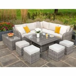 'Peony' Luxury Rattan 9 Seater Modular Garden Sofa Set With Square Rising Table And Footstools In Stone By Primrose Living 13 'Peony' Luxury Rattan 9 Seater Modular Garden Sofa Set With Square Rising Table And Footstools In Stone By Primrose Living -Plants outlet store Stone FU102261 1 FullSet2 dbad