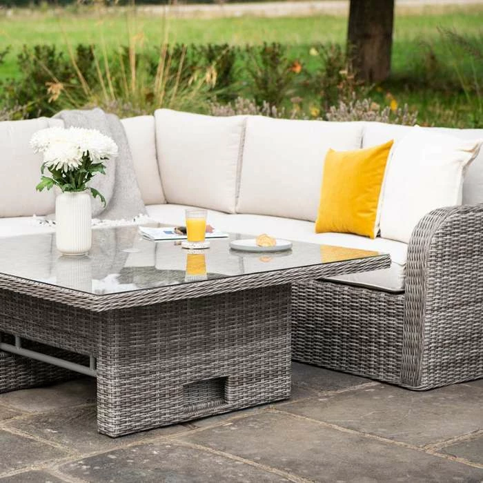 'Peony' Luxury Rattan 9 Seater Modular Garden Sofa Set With Square Rising Table And Footstools In Stone By Primrose Living 5 'Peony' Luxury Rattan 9 Seater Modular Garden Sofa Set With Square Rising Table And Footstools In Stone By Primrose Living - Image 3