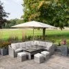 'Peony' Luxury Rattan 9 Seater Modular Garden Sofa Set With Rectangular Rising Table And Footstools In Stone By Primrose Living -Plants outlet store Stone FU102262 4 FullSet ae0b