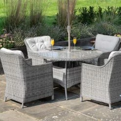 Luxury 4 Seater Circular Garden Dining Set In Stone Rattan By Primrose Living 8 Luxury 4 Seater Circular Garden Dining Set In Stone Rattan By Primrose Living -Plants outlet store Stone FU102243 1 FullSetClose c7a8