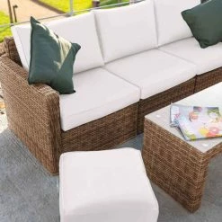 'Iris' Luxury Rattan 5 Seater Garden Sofa Set With Open Coffee Table By Primrose Living -Plants outlet store fu102408 footstoolsofatable b1d3