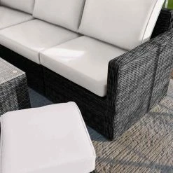 'Iris' Luxury Rattan 5 Seater Garden Sofa Set With Open Coffee Table In Stone By Primrose Living -Plants outlet store fu102409 sofacorner c104