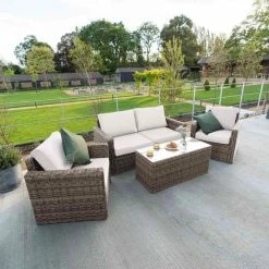 'Iris' Luxury Rattan 4 Seater Garden Sofa Set With Coffee Table By Primrose Living