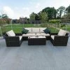 'Iris' Luxury Rattan 5 Seater Garden Sofa Set With Box Coffee Table In Stone By Primrose Living -Plants outlet store fu102415 fullset d662