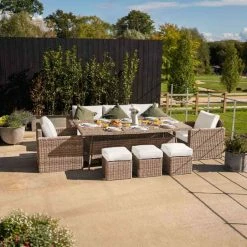 'Iris' Luxury Rattan 8 Seater Garden Sofa Set With Rectangular Table And Parasol By Primrose Living -Plants outlet store fu102419 3 FullSetNoPara2 f6dd