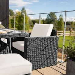 'Iris' Luxury Rattan 8 Seater Garden Sofa Set With Rectangular Table And Parasol In Stone By Primrose Living -Plants outlet store fu102420 2 Chair 55cc