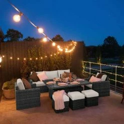 'Iris' Luxury Rattan 8 Seater Garden Sofa Set With Rectangular Rising Table In Stone By Primrose Living 18 'Iris' Luxury Rattan 8 Seater Garden Sofa Set With Rectangular Rising Table In Stone By Primrose Living -Plants outlet store fu102423 NightFullSetNoPara 6573