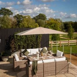 'Iris' Luxury Rattan 8 Seater Garden Sofa Set With Rectangular Rising Table And Parasol By Primrose Living 9 'Iris' Luxury Rattan 8 Seater Garden Sofa Set With Rectangular Rising Table And Parasol By Primrose Living -Plants outlet store fu102424 FullSet2 e05a