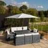 'Iris' Luxury Rattan 8 Seater Garden Sofa Set With Rectangular Rising Table And Parasol In Stone By Primrose Living -Plants outlet store fu102425 2 7455