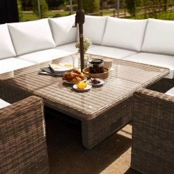 'Iris' Luxury Rattan 7 Seater Garden Sofa Set With Square Rising Table By Primrose Living -Plants outlet store fu102432 3 Table 92f6