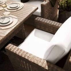 'Iris' Luxury Rattan 7 Seater Garden Sofa Set With Square Rising Table By Primrose Living -Plants outlet store fu102432 ChairClose 4c90