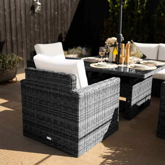'Iris' Luxury Rattan 7 Seater Garden Sofa Set With Square Rising Table In Stone By Primrose Living 6 'Iris' Luxury Rattan 7 Seater Garden Sofa Set With Square Rising Table In Stone By Primrose Living - Image 4