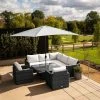'Iris' Luxury Rattan 7 Seater Garden Sofa Set With Square Rising Table In Stone By Primrose Living -Plants outlet store fu102433 2 FullSet ad45