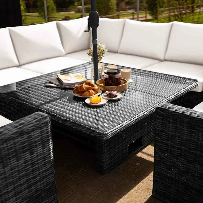 'Iris' Luxury Rattan 7 Seater Garden Sofa Set With Square Rising Table In Stone By Primrose Living 7 'Iris' Luxury Rattan 7 Seater Garden Sofa Set With Square Rising Table In Stone By Primrose Living - Image 5
